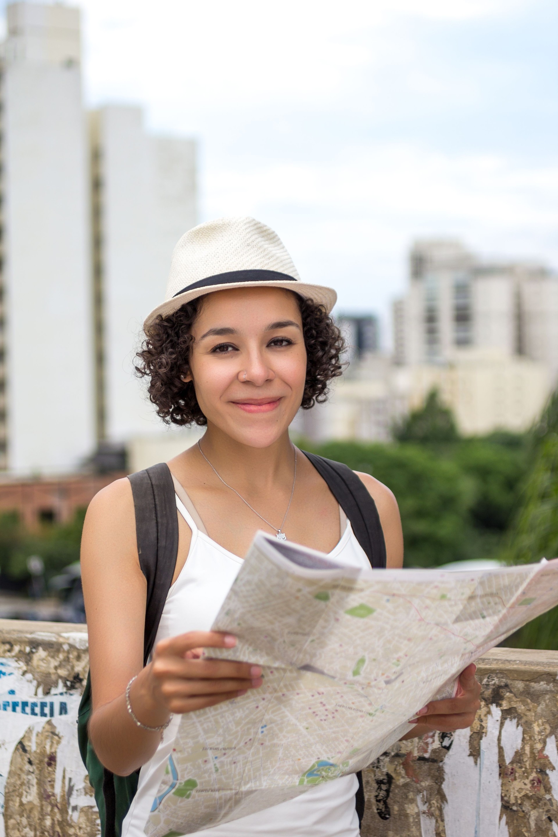 Girl with touristic map